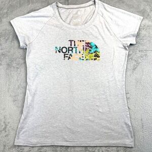 The North Face Women's Slim Fit Half Dome Logo T-Shirt Gray Size M